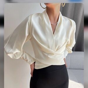 STYLEWE Cream Draped Blouse